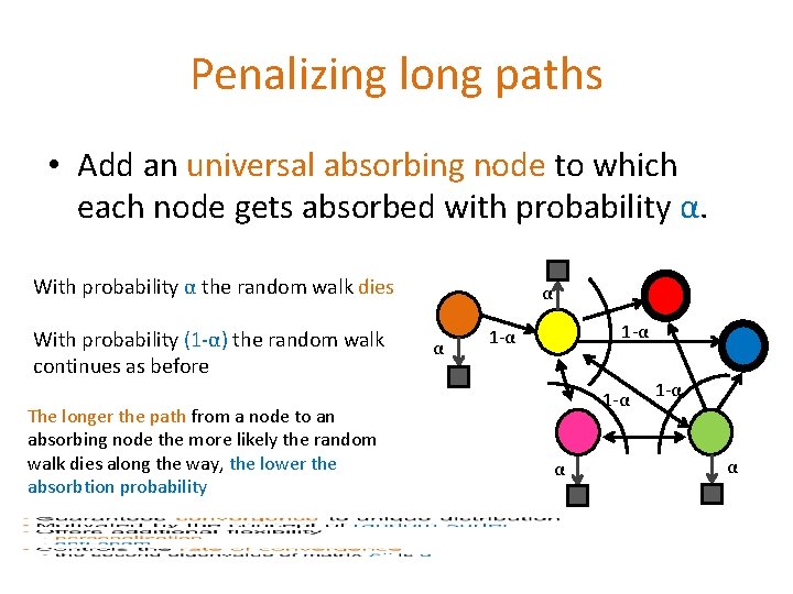 Penalizing long paths • Add an universal absorbing node to which each node gets