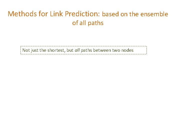 Methods for Link Prediction: based on the ensemble of all paths Not just the