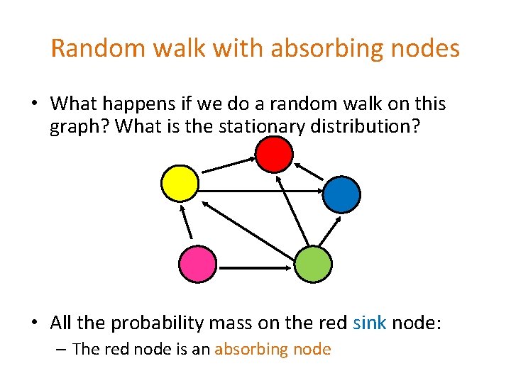 Random walk with absorbing nodes • What happens if we do a random walk