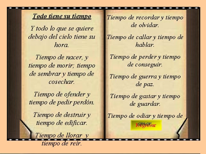 Todo tiene su tiempo Y todo lo que se quiere debajo del cielo tiene