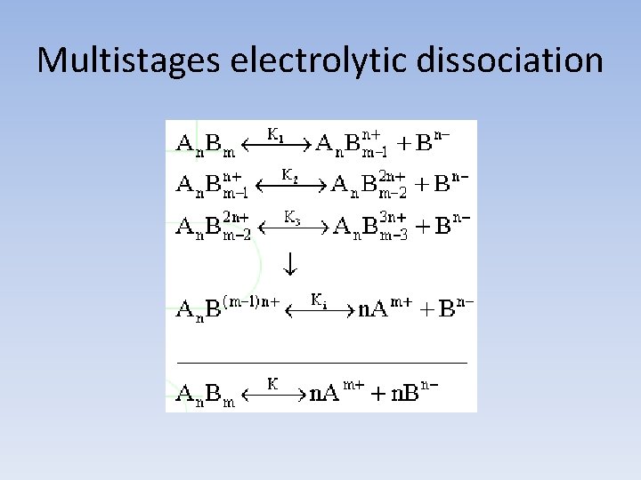 Multistages electrolytic dissociation 