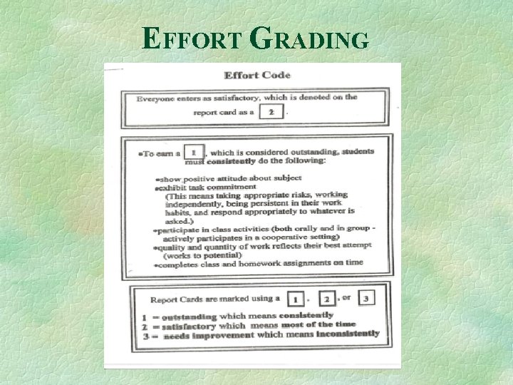 EFFORT GRADING 