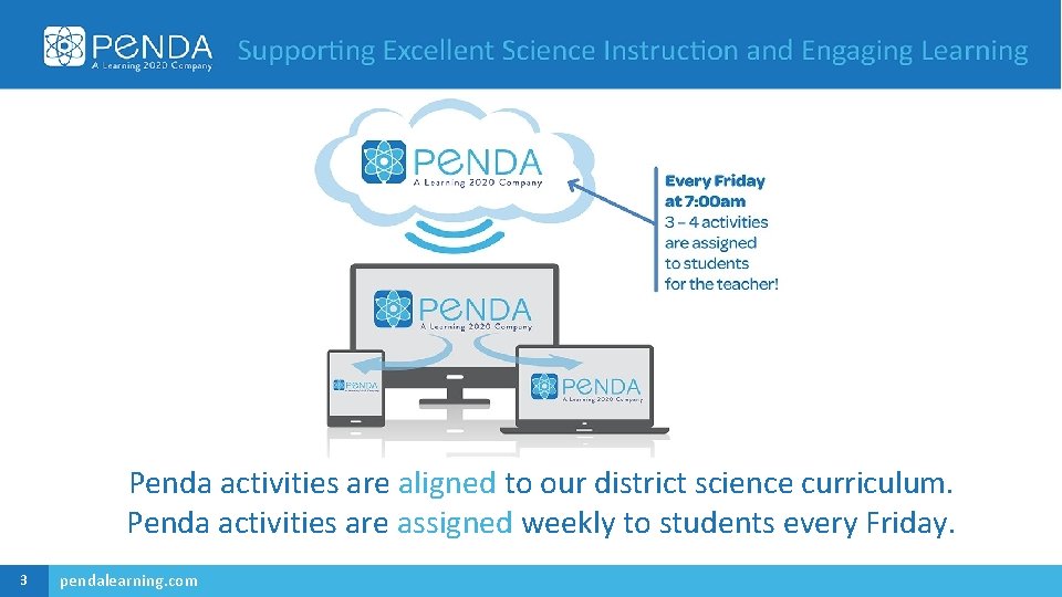 Penda activities are aligned to our district science curriculum. Penda activities are assigned weekly