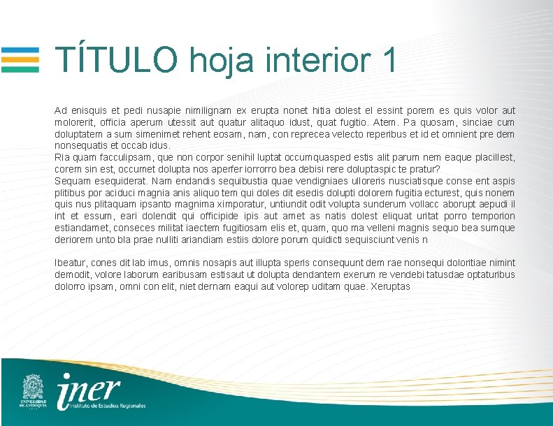 TÍTULO hoja interior 1 Ad enisquis et pedi nusapie nimilignam ex erupta nonet hitia