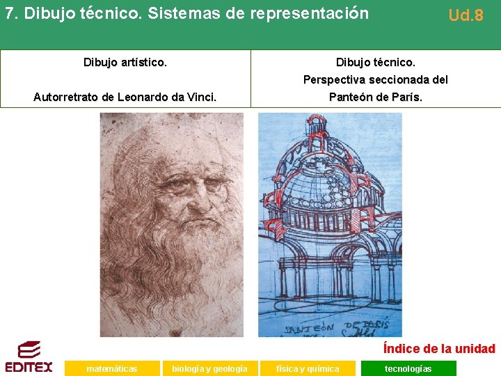 7. Dibujo técnico. Sistemas de representación Dibujo artístico. Ud. 8 Dibujo técnico. Perspectiva seccionada