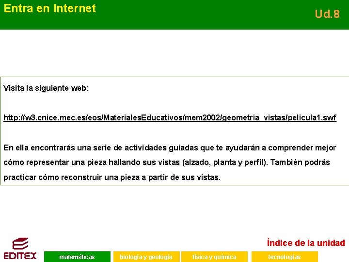 Entra en Internet Ud. 8 Visita la siguiente web: http: //w 3. cnice. mec.