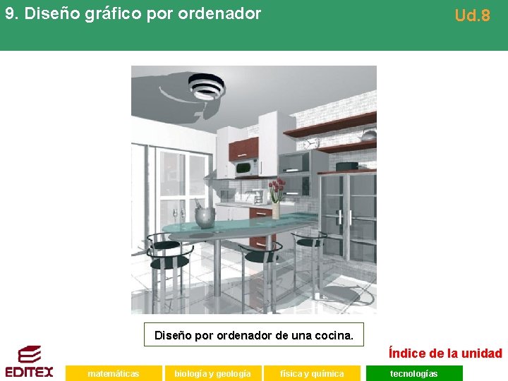 9. Diseño gráfico por ordenador Ud. 8 Diseño por ordenador de una cocina. Índice