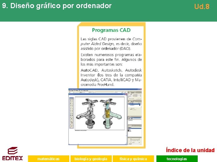 9. Diseño gráfico por ordenador Ud. 8 Índice de la unidad matemáticas biología y