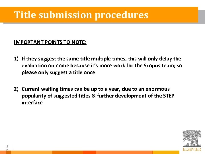 Title submission procedures IMPORTANT POINTS TO NOTE: 1) If they suggest the same title