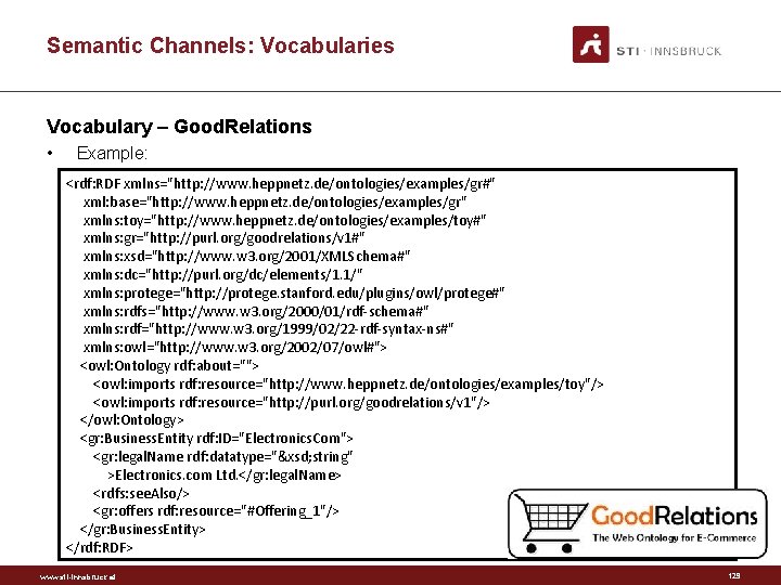 Semantic Channels: Vocabularies Vocabulary – Good. Relations • Example: <rdf: RDF xmlns="http: //www. heppnetz.