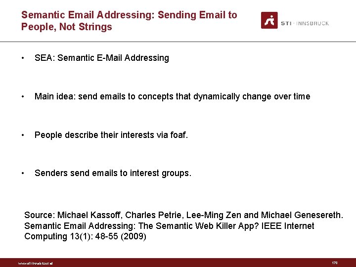 Semantic Email Addressing: Sending Email to People, Not Strings • SEA: Semantic E Mail