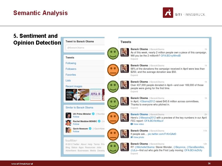 Semantic Analysis 5. Sentiment and Opinion Detection www. sti-innsbruck. at 26 