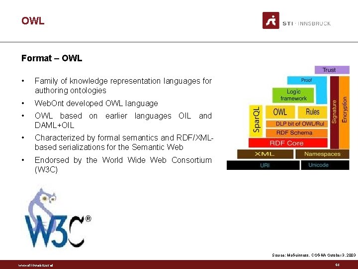 OWL Format – OWL • Family of knowledge representation languages for authoring ontologies •