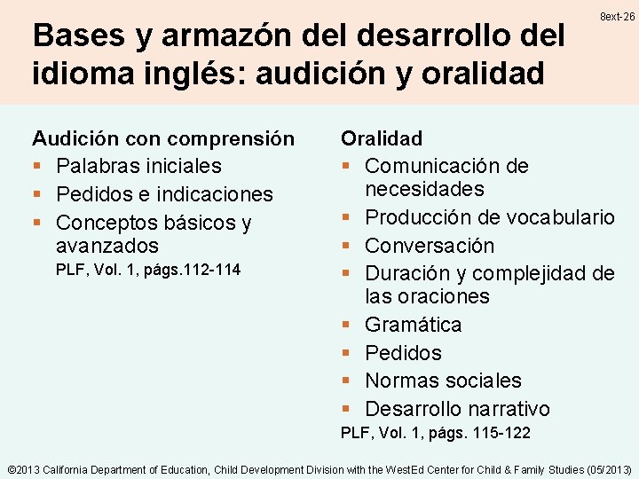Bases y armazón del desarrollo del idioma inglés: audición y oralidad Audición comprensión §