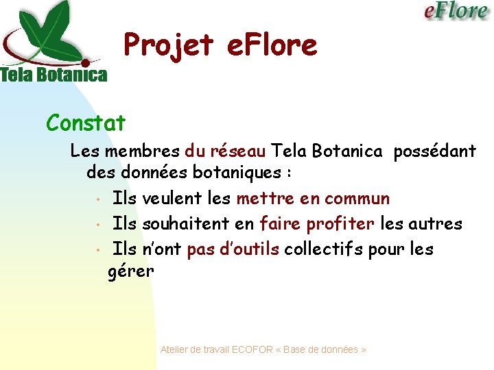 Projet e. Flore Constat Les membres du réseau Tela Botanica possédant des données botaniques