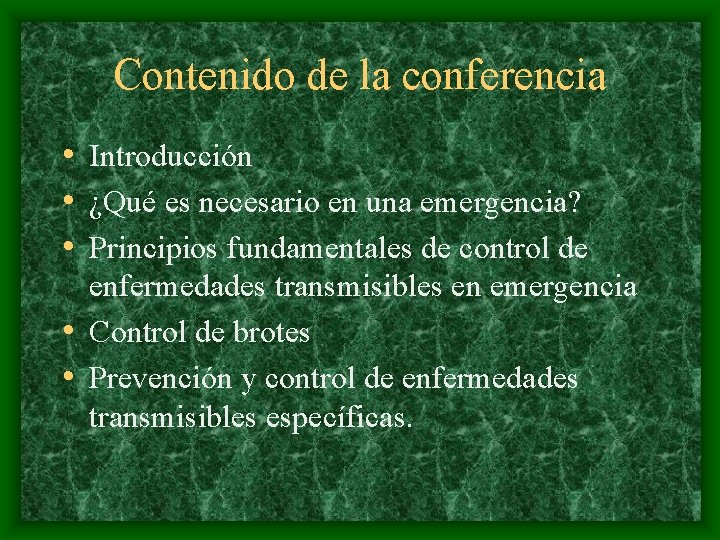 Contenido de la conferencia • Introducción • ¿Qué es necesario en una emergencia? •