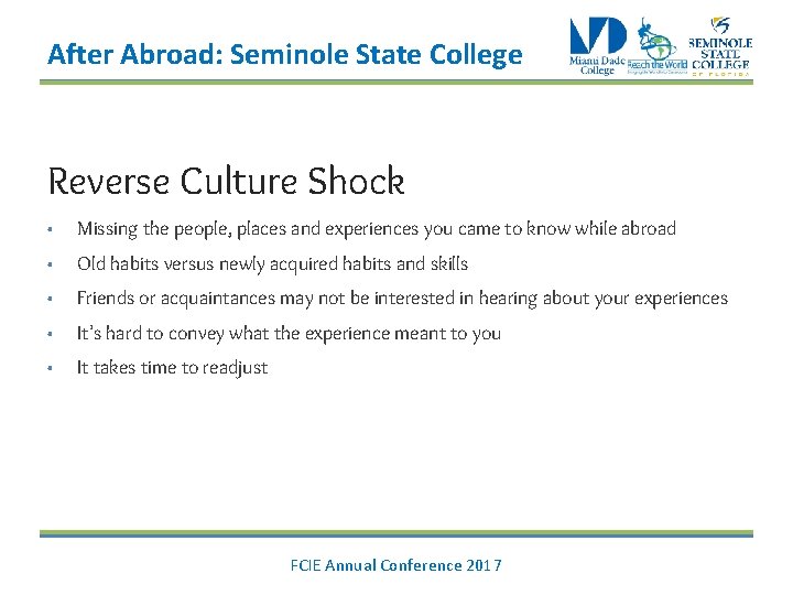 After Abroad: Seminole State College Reverse Culture Shock • Missing the people, places and