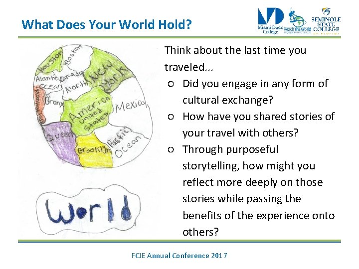 What Does Your World Hold? Think about the last time you traveled. . .