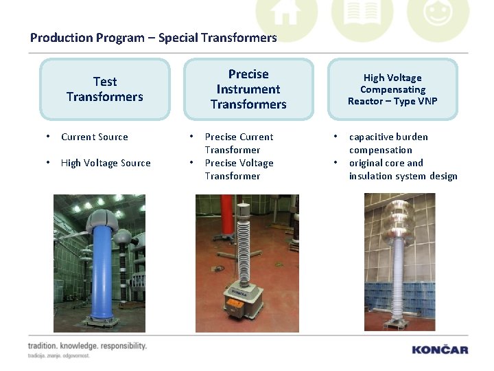 Production Program – Special Transformers Precise Instrument Transformers Test Transformers • Current Source •