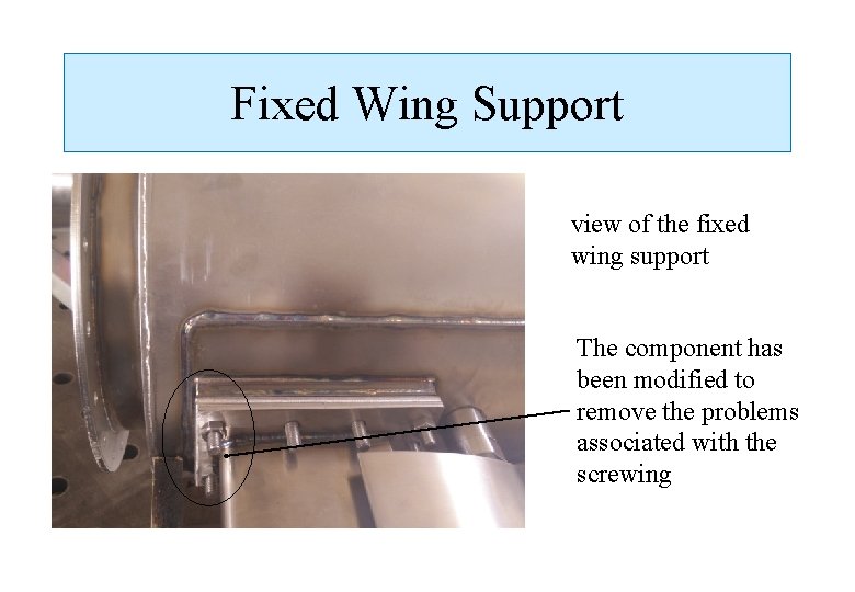 Fixed Wing Support view of the fixed wing support The component has been modified