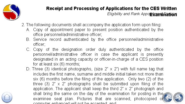 Receipt and Processing of Applications for the CES Written Eligibility and Rank Appointment Division