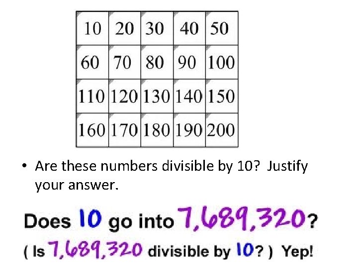  • Are these numbers divisible by 10? Justify your answer. 