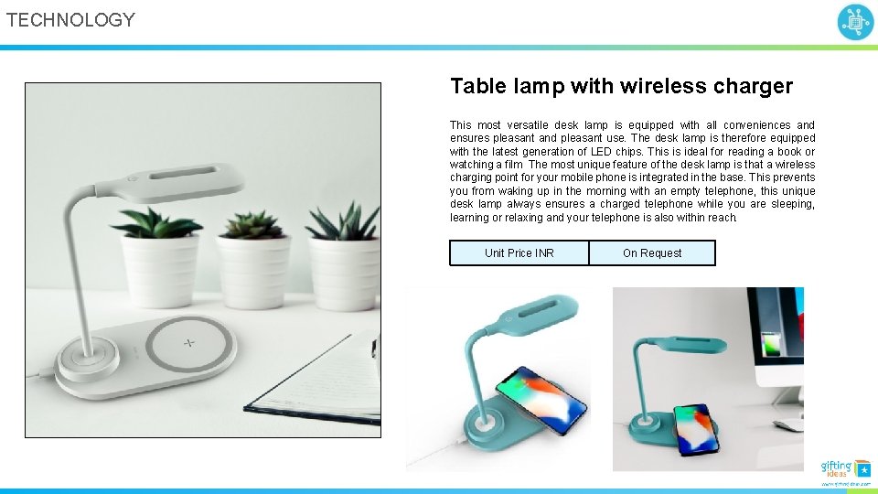 TECHNOLOGY Table lamp with wireless charger This most versatile desk lamp is equipped with