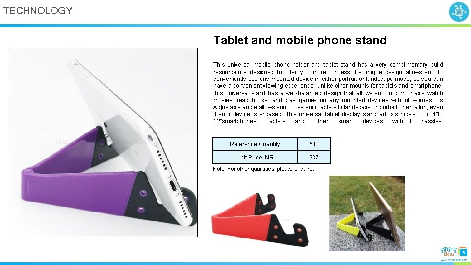 TECHNOLOGY Tablet and mobile phone stand This universal mobile phone holder and tablet stand
