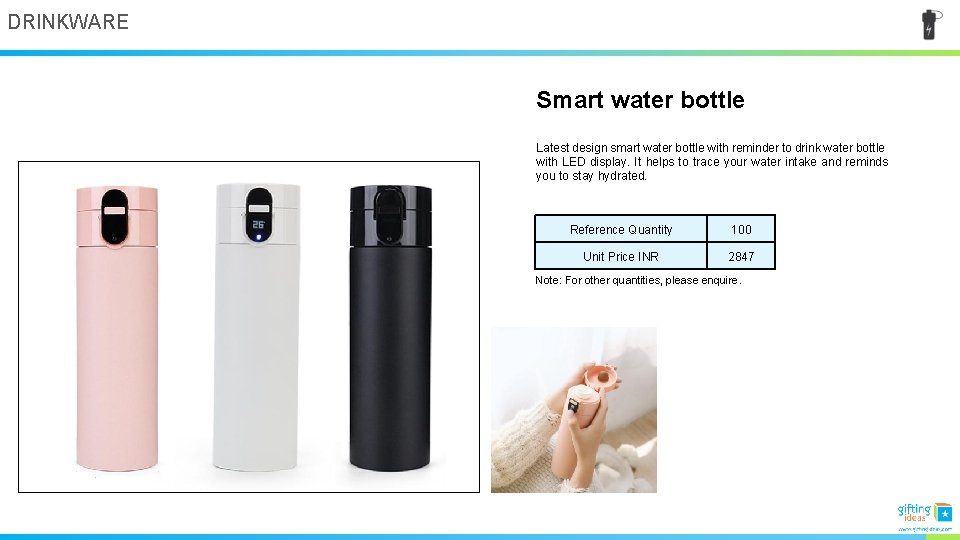 DRINKWARE Smart water bottle Latest design smart water bottle with reminder to drink water