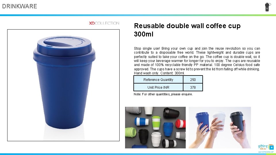 DRINKWARE Reusable double wall coffee cup 300 ml Stop single use! Bring your own