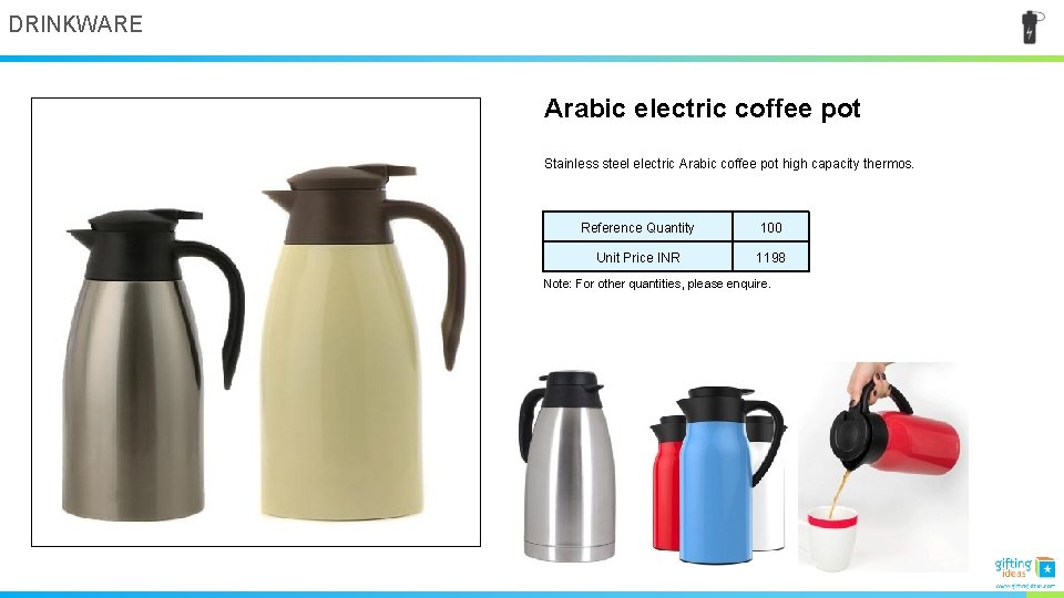 DRINKWARE Arabic electric coffee pot Stainless steel electric Arabic coffee pot high capacity thermos.