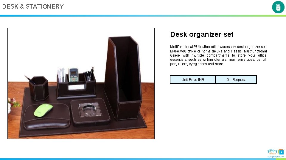 DESK & STATIONERY Desk organizer set Multifunctional PU leather office accessory desk organizer set.