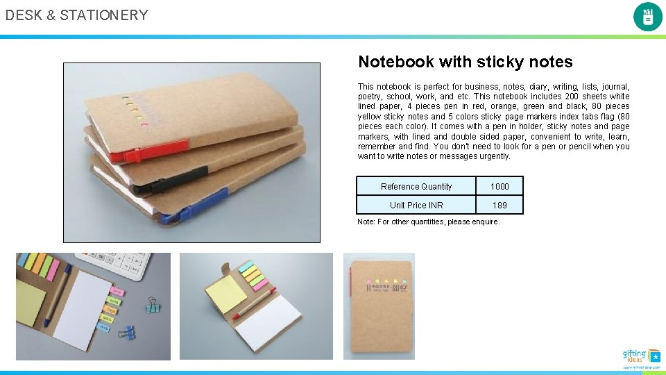 DESK & STATIONERY Notebook with sticky notes This notebook is perfect for business, notes,