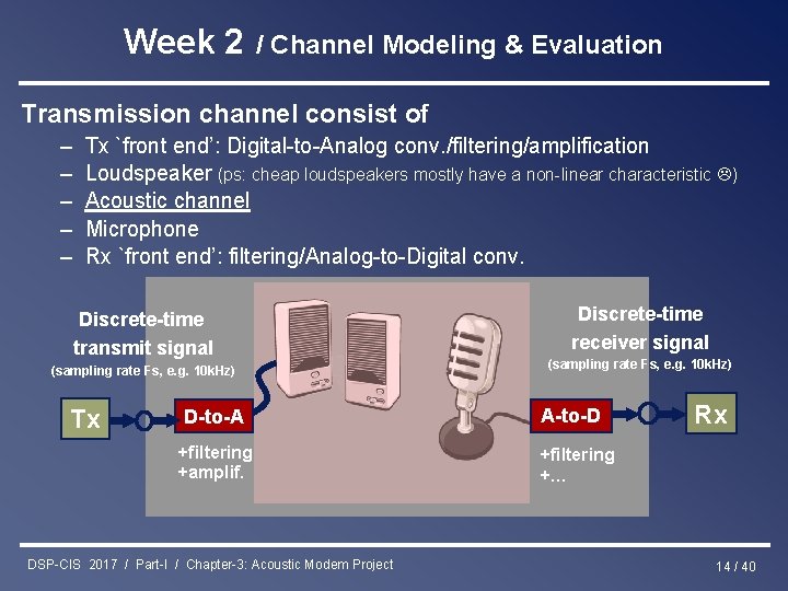 Week 2 / Channel Modeling & Evaluation Transmission channel consist of – – –