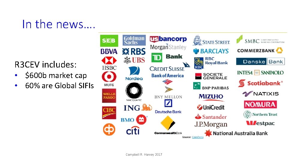 In the news…. R 3 CEV includes: • $600 b market cap • 60%