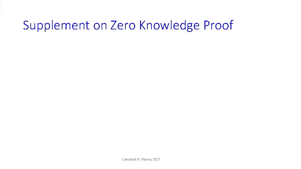 Supplement on Zero Knowledge Proof Campbell R. Harvey 2017 