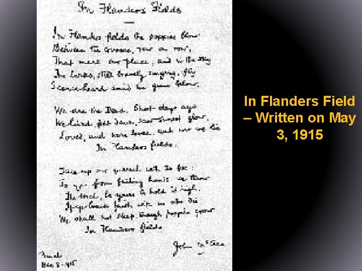 In Flanders Field – Written on May 3, 1915 
