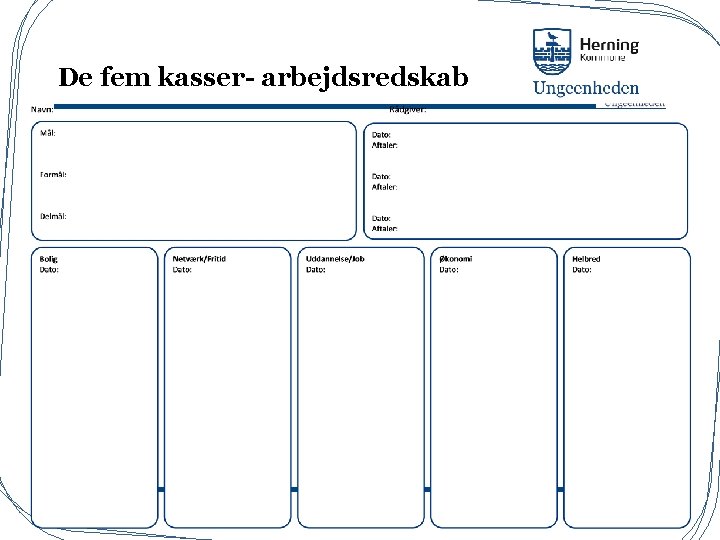 De fem kasser- arbejdsredskab 