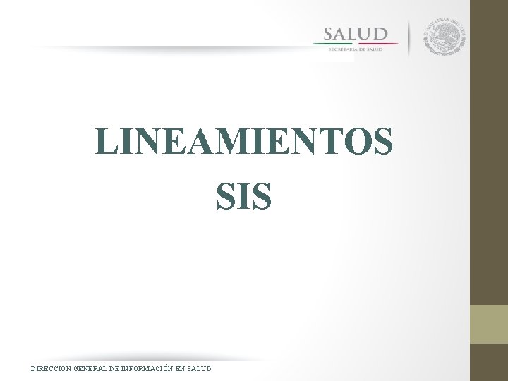 LINEAMIENTOS SIS DIRECCIÓN GENERAL DE INFORMACIÓN EN SALUD 