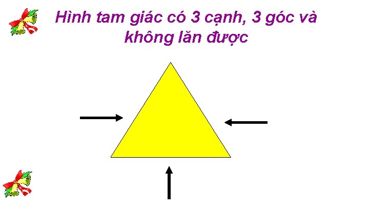 Hình tam giác có 3 cạnh, 3 góc và không lăn được 