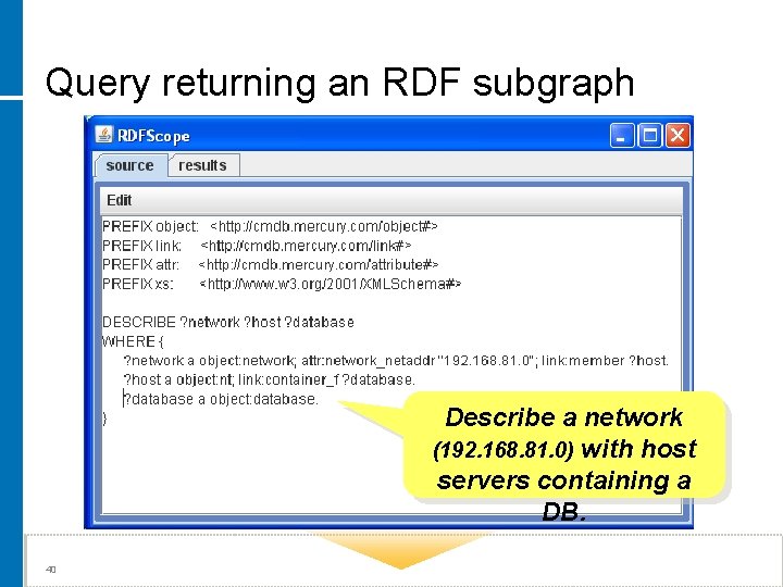 Query returning an RDF subgraph Describe a network (192. 168. 81. 0) with host