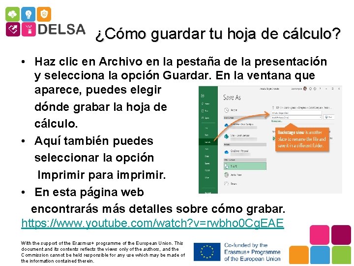 ¿Cómo guardar tu hoja de cálculo? • Haz clic en Archivo en la pestaña