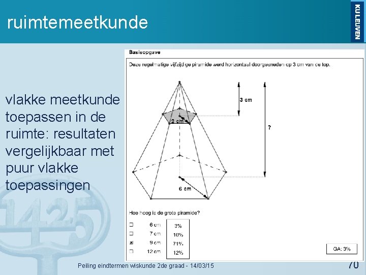 ruimtemeetkunde vlakke meetkunde toepassen in de ruimte: resultaten vergelijkbaar met puur vlakke toepassingen Peiling