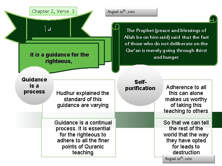 Chapter 2, Verse 3 August 20 th , 2010 ﻯ it is a guidance