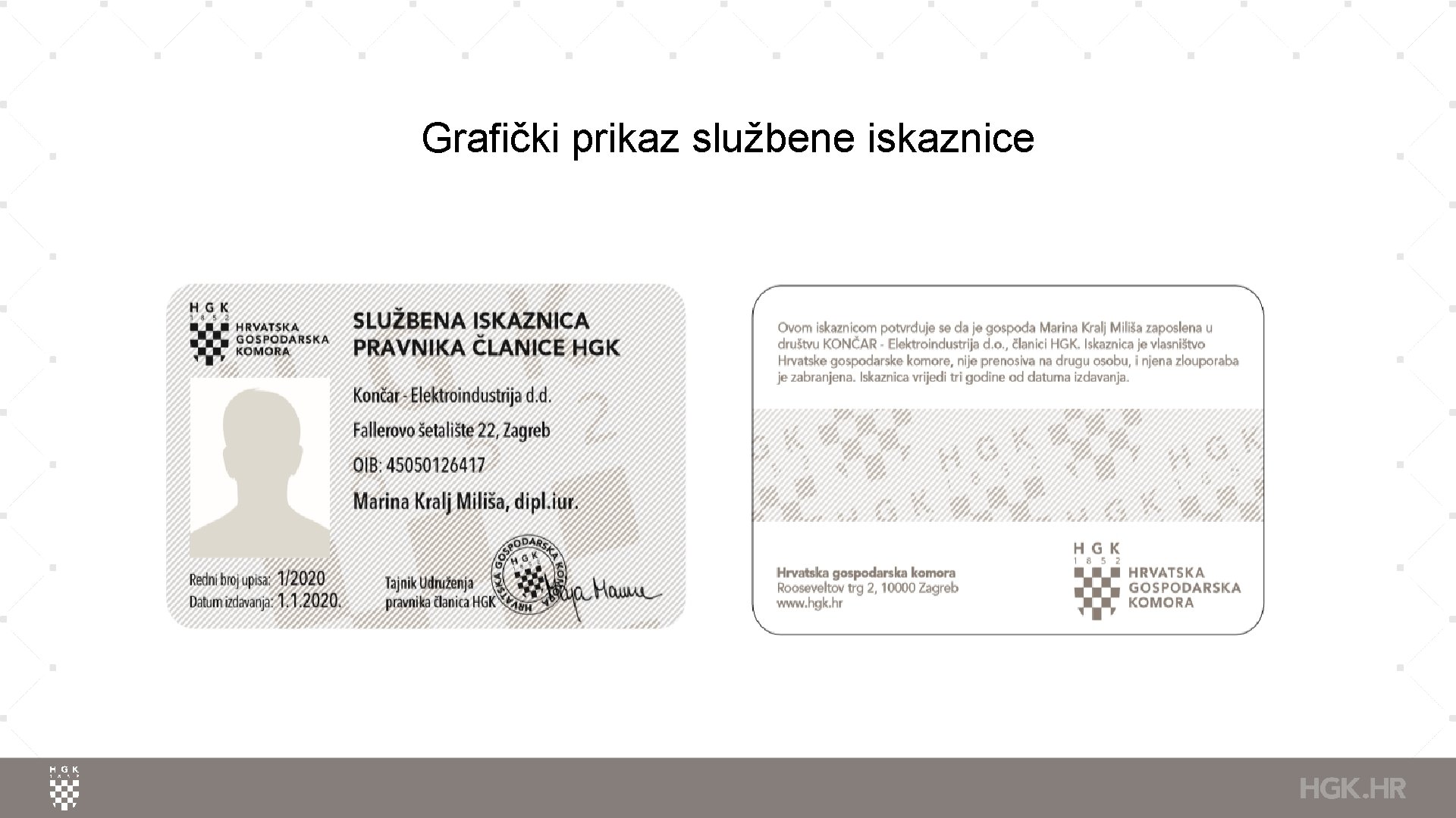 Grafički prikaz službene iskaznice 