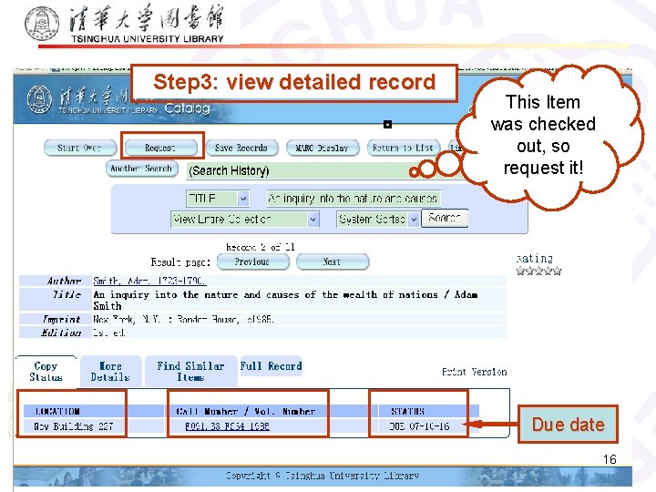  Step 3: view detailed record This Item was checked out, so request it!