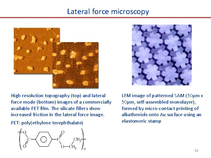 Lateral force microscopy High resolution topography (top) and lateral force mode (bottom) images of