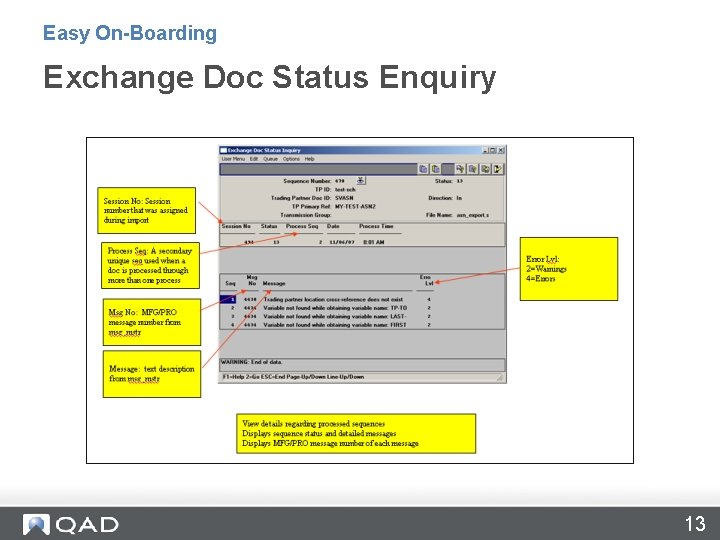 Easy On-Boarding Exchange Doc Status Enquiry 13 