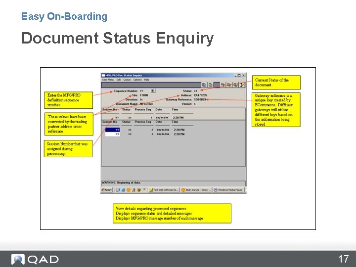 Easy On-Boarding Document Status Enquiry 17 