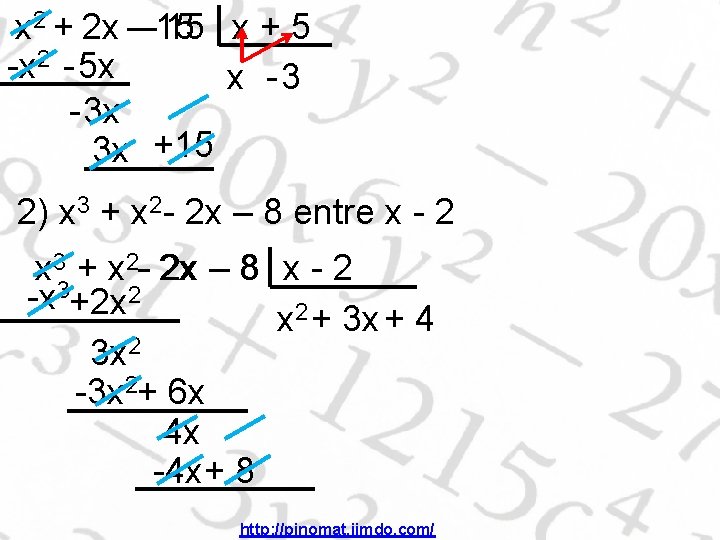 x 2 + 2 x –– 15 15 x + 5 -x 2 -